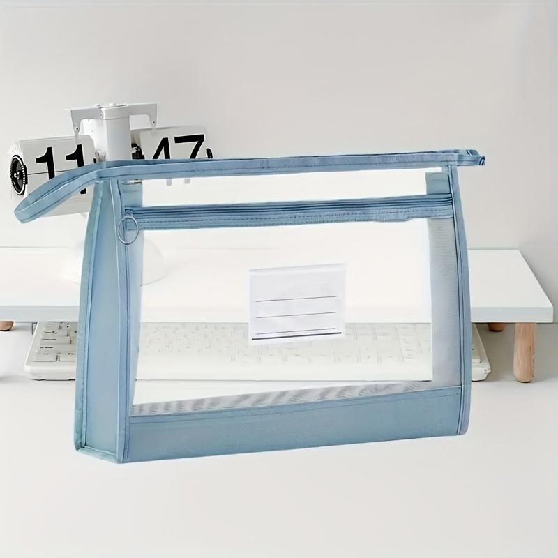 A4 Double-Layer Size Mesh Zipper Pouch Bags with Sticky Labels Board Game Puzzle Storage Travel Zipper Bags Nylon Mesh Bags синий