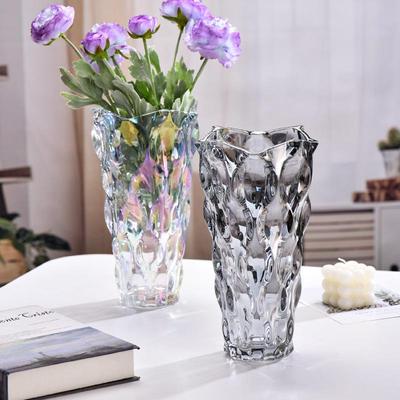 Nordik Kristal Cam Vazo, Taze Çiçekler ve Yeşil Bitkiler İçin Geniş Çaplı, Zarif Ev ve Otel Dekorasyonu.