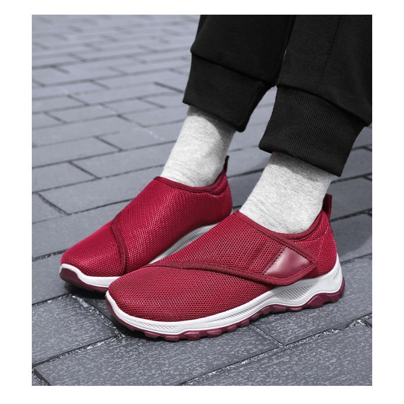 Women's Breathable Casual Slip-On Traditional Cloth Shoes, Velcro-Strap Senior Comfort Soft-Soled Footwear.