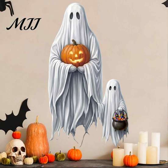Easy Peel Stickers for Interior Decoration Halloween Ghost Window Stickers, Removable PVC Wall Decals, And Holiday Party Supplies Home Stick