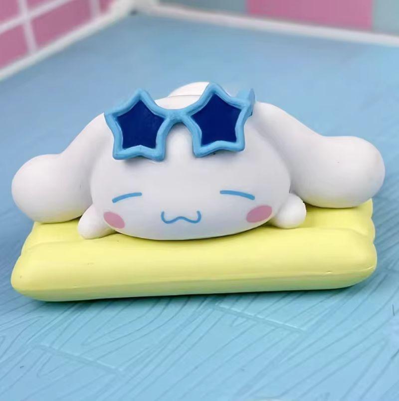Action Figures Model Summer Swimsuit Blind Box Collection Kt Cat White Kuromi Cinnamon Gashapon Official Genuine Collectible
