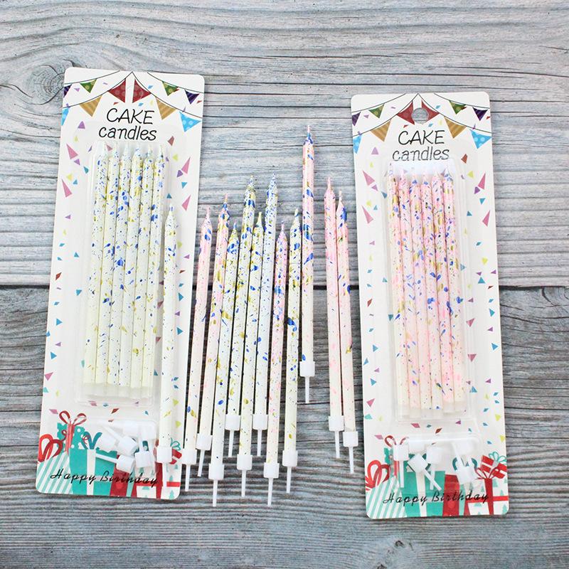 New Gold Stamping Card 6-pack Long Pole Candles Creative Party Baking Decorative Art Pencil Candles