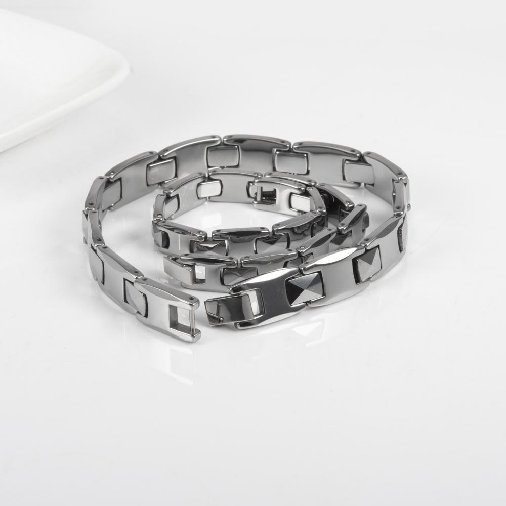 Vinterly Tungsten Carbide Bracelets Men Scratch-proof 10mm Wide Chain Link Jewelry Waterproof Silver-color Metal Shiny Polished