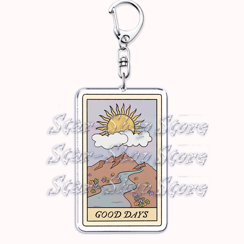 Popular Culture Halloween Tarot Card Keychains for Accessories Moon Luna Death Keyring Jewelry Fans Lovers Friends Reader Gifts