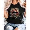 T-shirt Unisex Vintage Rock Roll Grafica Microfono Bocca Manica Corta Girocollo Casual Moda Estiva Top per Tutte le Stagioni