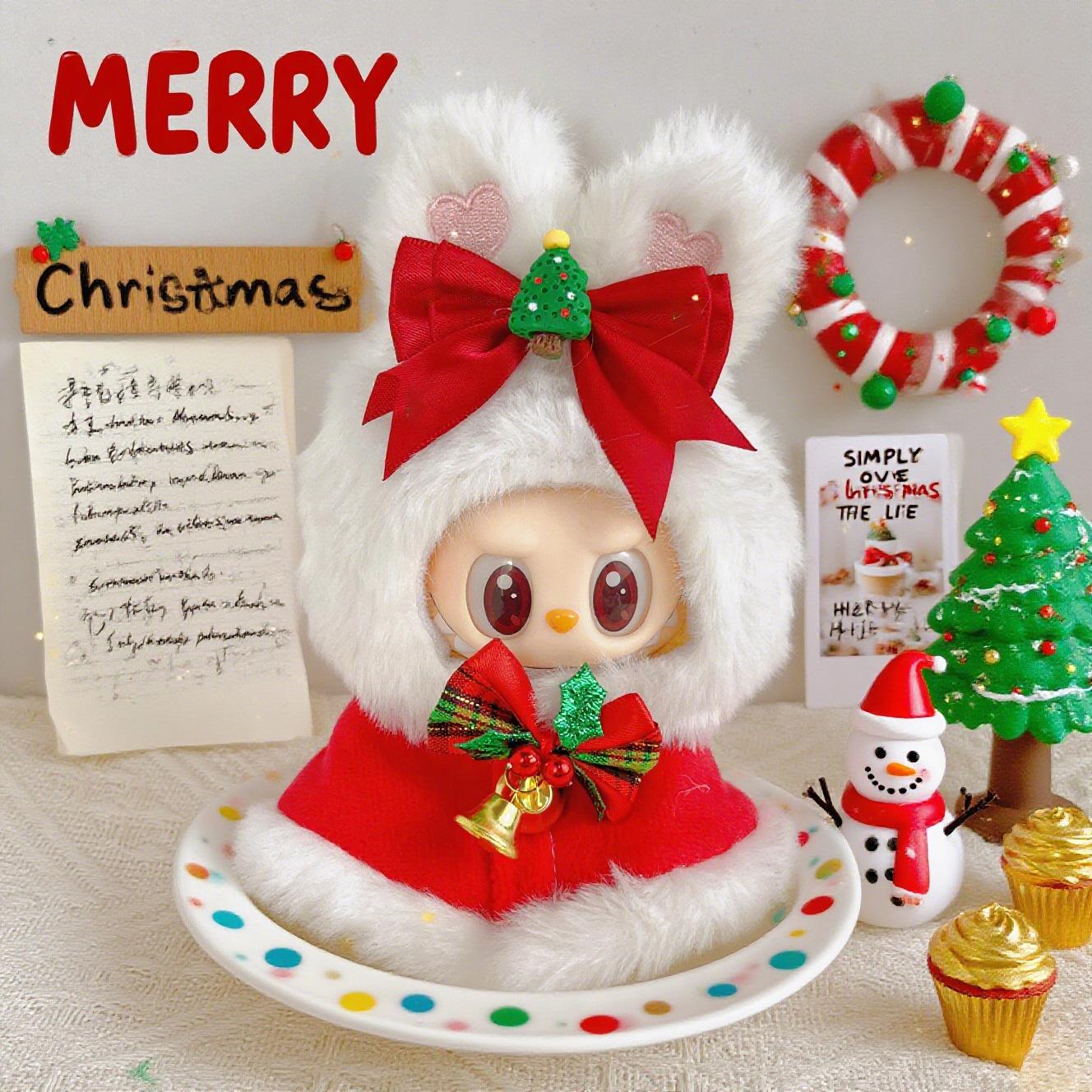 

Labubu blind box Labubu clothing accessories Christmas cape bunny Christmas hat sitting party vinyl pendant Snowy Rabbit Christmas Sh