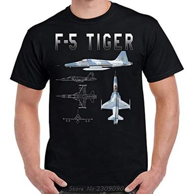 F-5 Tiger Schematic Design Cotton Tshirt Casual Unisex Tops Tees O-Neck Oversized T-shirt Men's Clothing Hip Hop Streetwear