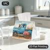 1pc Tissue Box, Watercolor/Vintage Truck Puppy Flowers/Warm Country Charm Pattern, 2D Flat Printing, Lightweight, Built To Last, Tissue Dispenser, for