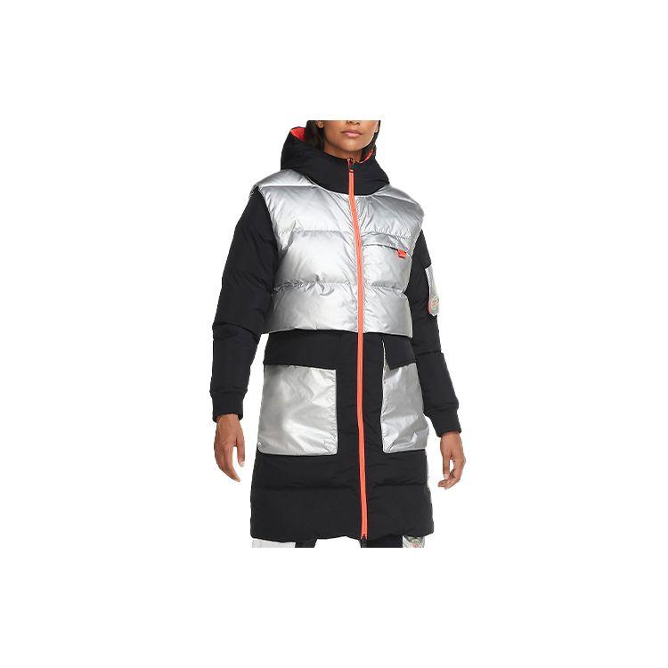 Jordan Giacca Piumino Media Lunghezza Color Block con Cappuccio Donna Capispalla Nero CV2561-010