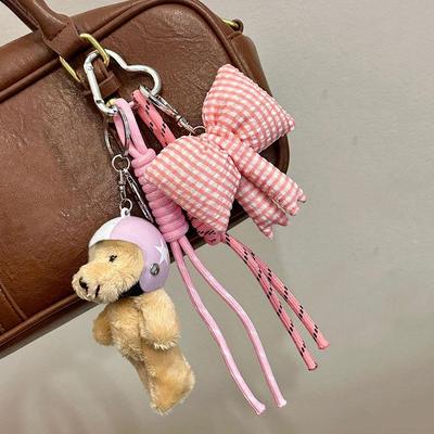 New Helmet Bear Bag Pendant Woven Rope Bow Cute Nylon DIY Bag Accessories