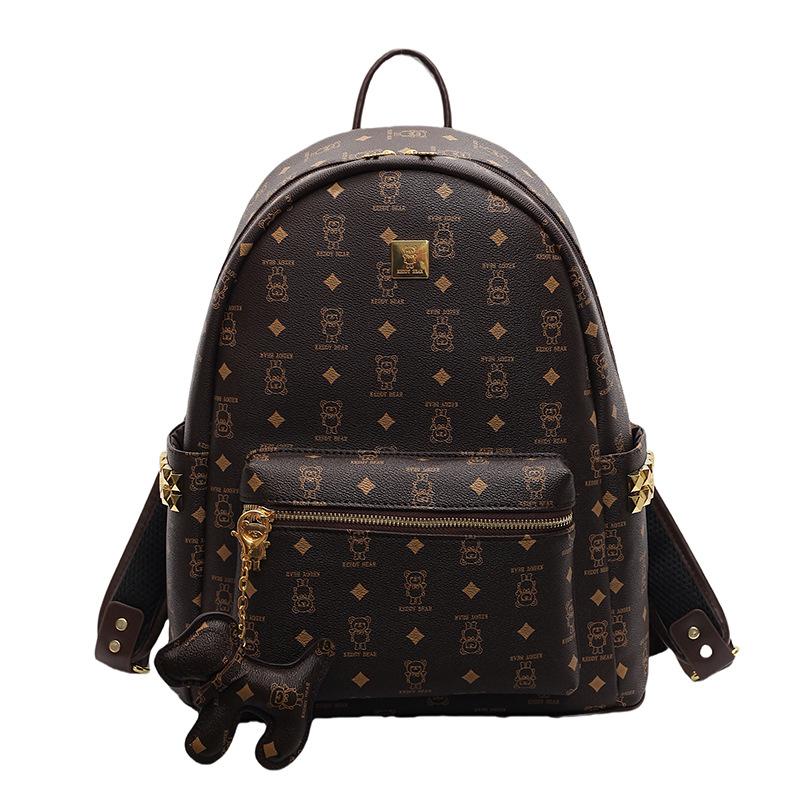 New backpack women's bag cartoon bear backpack large capacity commuter backpack wide shoulder strap travel schoolbag