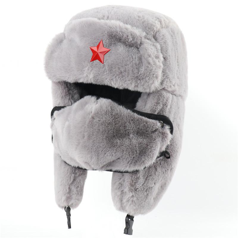 Russian Soviet Military Cap Trapper Hat Ushanka Russian Fur Hat Thick Warm Plush Earflap for Skiing Hunting
