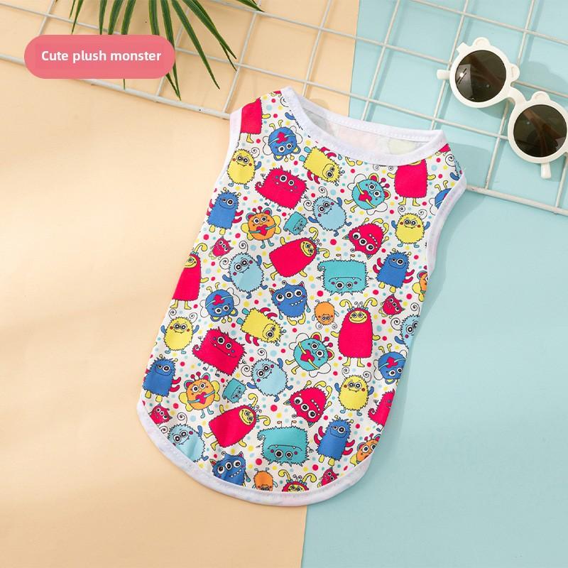 Puppy Dog Cat Clothes Cartoon Autumn Cute Vest, Comfortable Print Vest