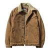 Chaqueta Parka Casual de Pana para Hombre de Invierno con Forro de Terciopelo Color Sólido