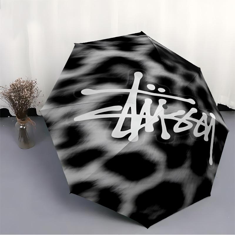 1PC Stussy Leopard Automatic Open/Close, 8-Rib Durable Frame Compact Travel Umbrella for Men & Women S1222066