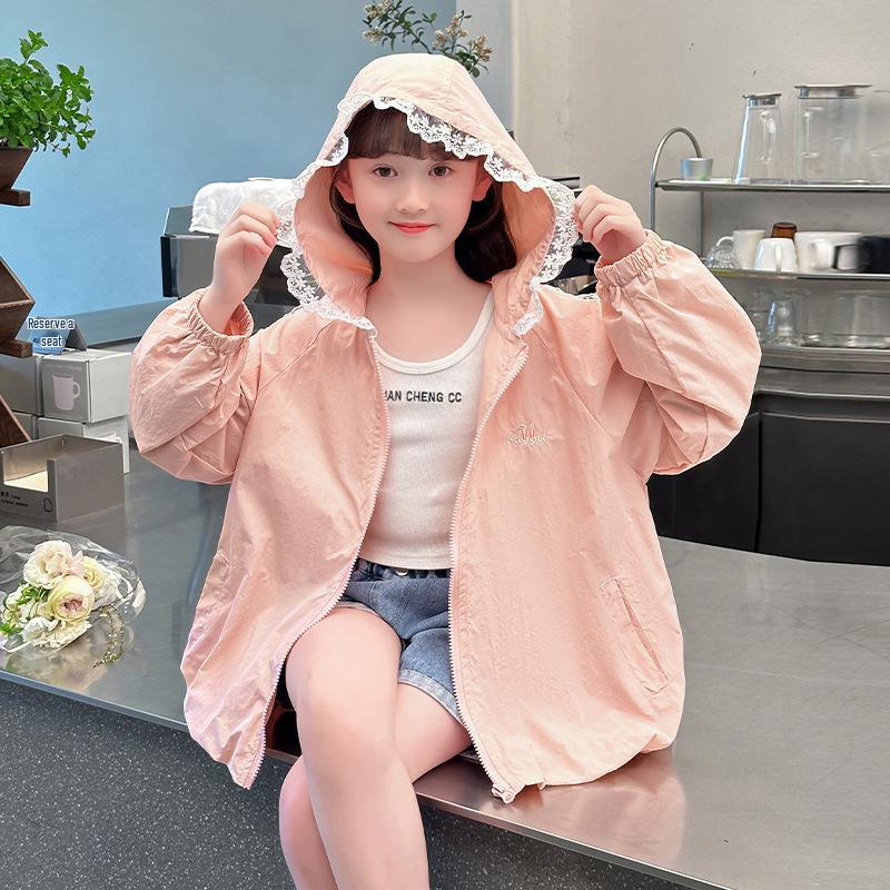 Girls Hooded Summer Sun Protection Jacket - Lightweight & Stylish for Medium to Large Children - 2026 Collection 140 розовый