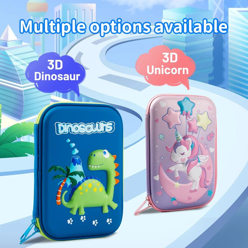 Pencil Bag Creative 3D Unicorn Dinosaur Cartoon Stationery Box for Male Female Primary Secondary School Students Stationery Bag