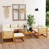 Garden Furniture - EXCLUSIVE HOUSE - 10-piece Set - Solid Acacia Wood - Removable Cream Cushions - Oiled Finish