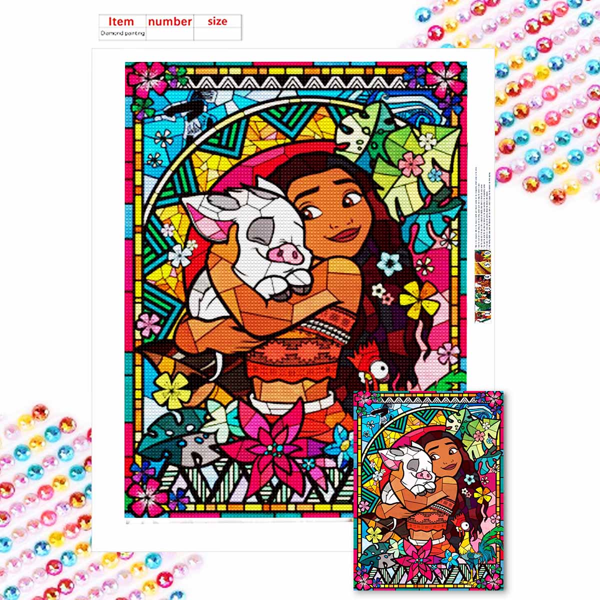 

Полная круглая алмазная живопись Моана Искусство Стразы Картина Мозаика Сделай сам 5D Вышивка крестом Вышивка Украшение для дома Round 20x30cm