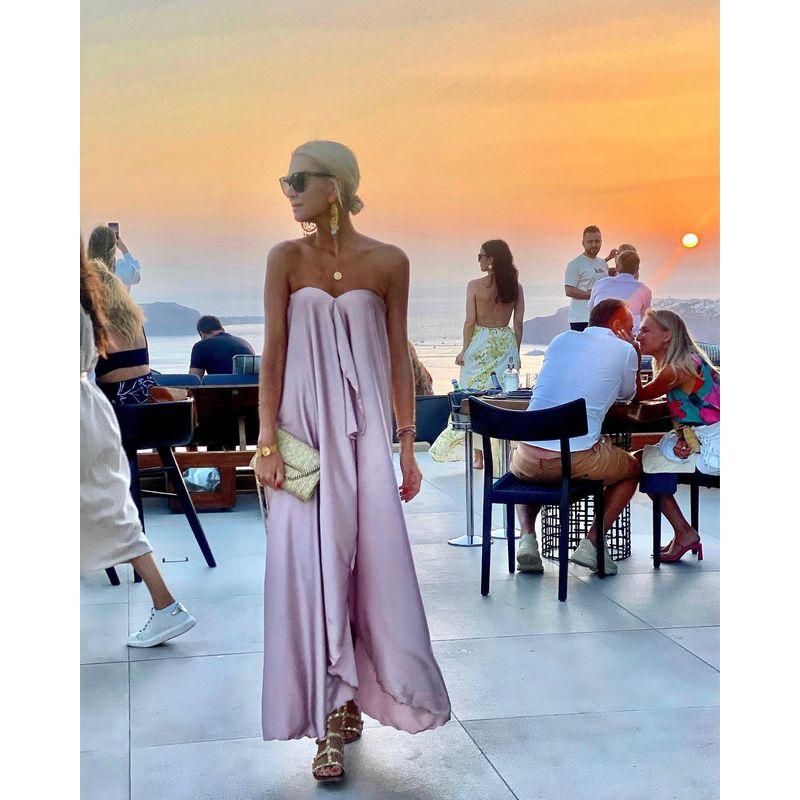 

Women Sexy Party Dress2022 Elegant Women s Patchwork Wrapped Chest Big Swing Party Dress Dress Pink XL