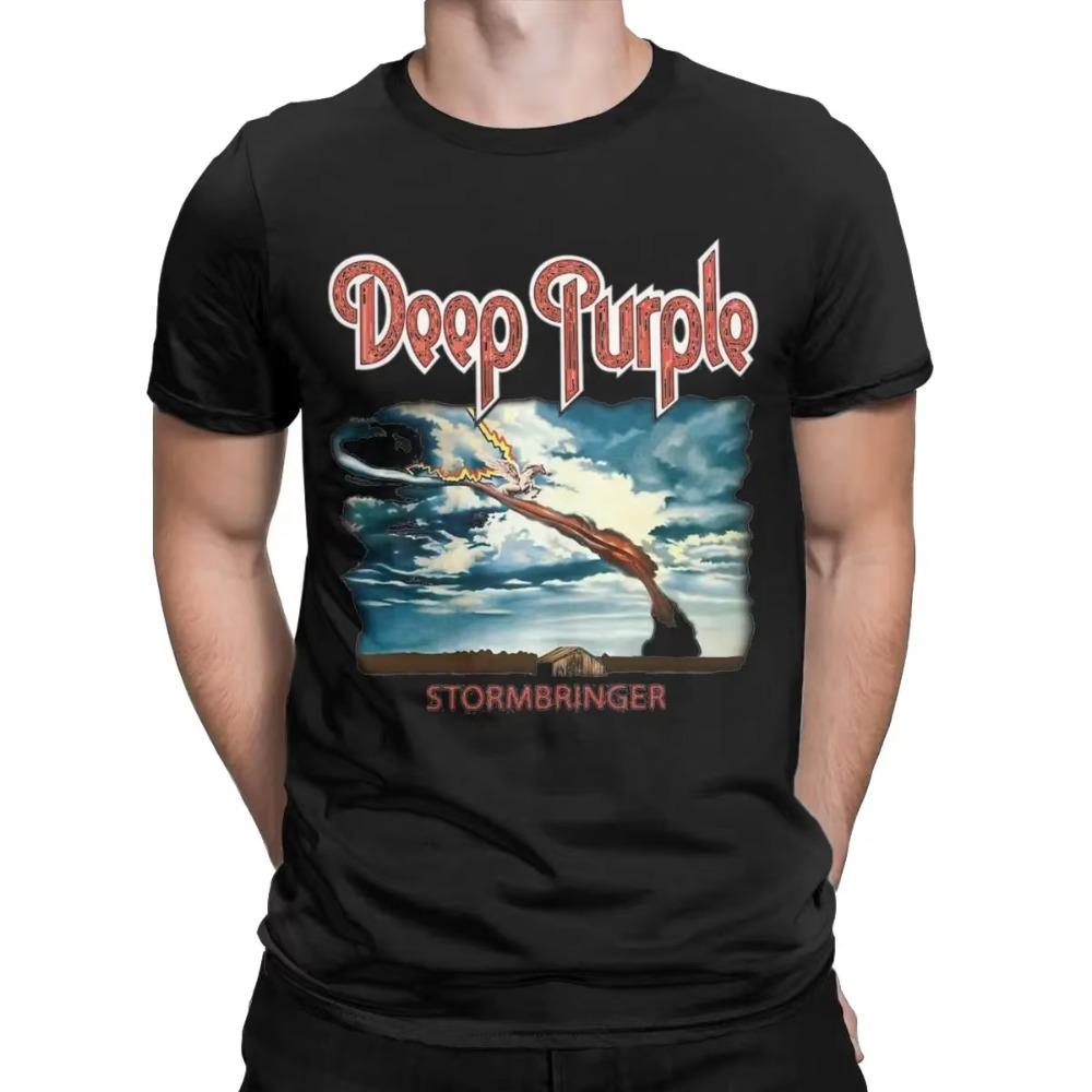 Deep Purple T-skjorter Herre 100% Bomull Morsomme T-skjorter Rund Hals Kortermet Topper Pluss Størrelse