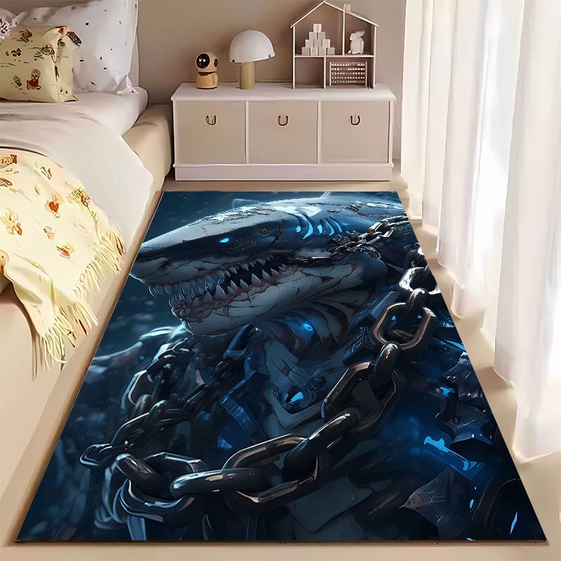 Cybernetic Shark Design Carpet suitable as a non-slip mat for the living room or bedroom sofa