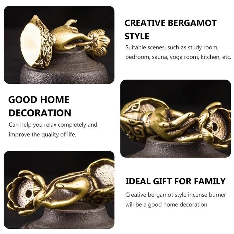 Retro smilkalų lazdelės žalvario arbatos ceremonijos ornamentai bergamotės atgalinio srauto variniai lotoso smilkalų degikliai budistų šventykla namų dekoras