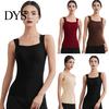 Women Thermal Undergarment Tank Top with Built-in Bra, Slim Fit Square Neck Sleeveless Top, Seamless Padded for Fall Winter Casual