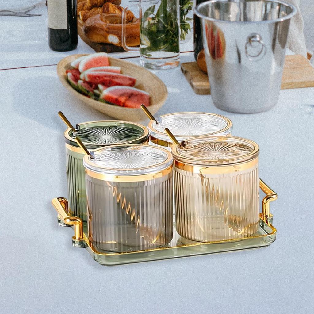 4 Bottle with Lids Save Space Easy To Clean Seasoning Set Salt Organizer