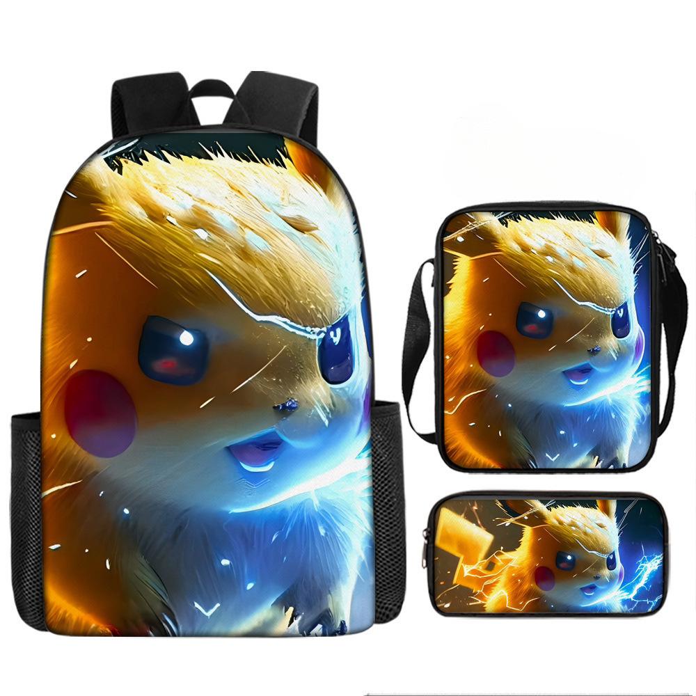 Elementary School Backpack Set 3-Piece Large Capacity Fashion Oxford Cloth Shoulder Bag