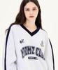 MOZMOZ Color Block Sporty V-Neck Oversized Sweatshirt White Melange