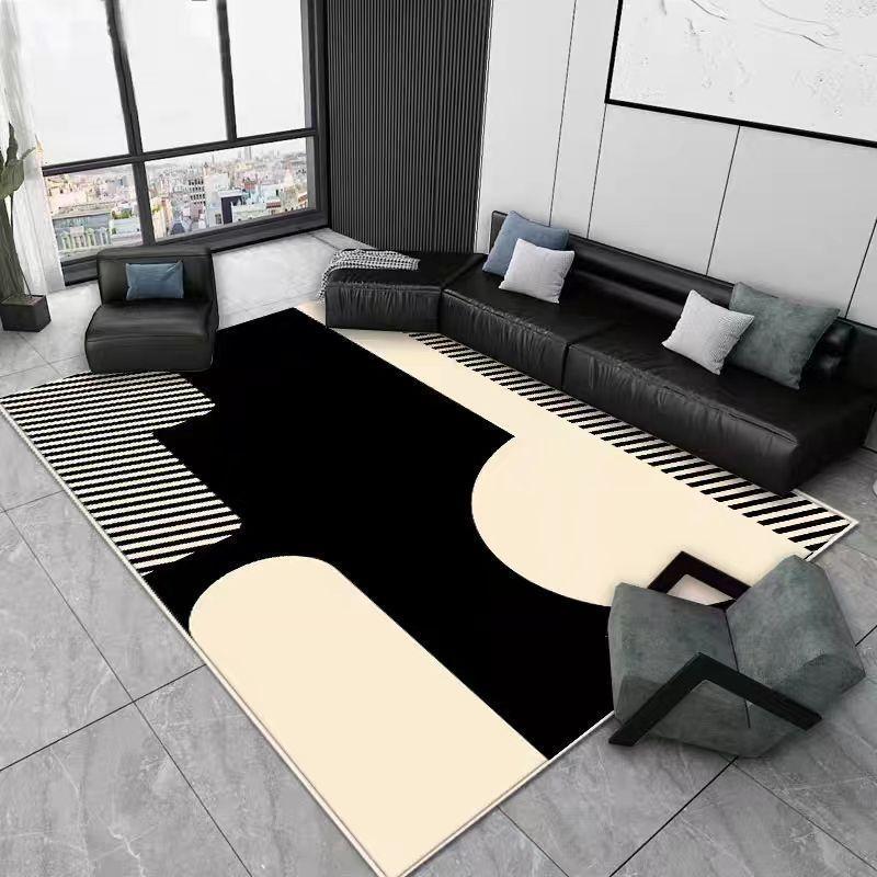 Nordic Black White High-end Style Living Room Carpet Non-slip Washable Decoration Bedroom Floor Mats Home Large Area Rug Custom