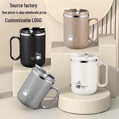 304 Stainless Steel Double-Walled Anti-Scald Mug with Lid and Drinking Spout