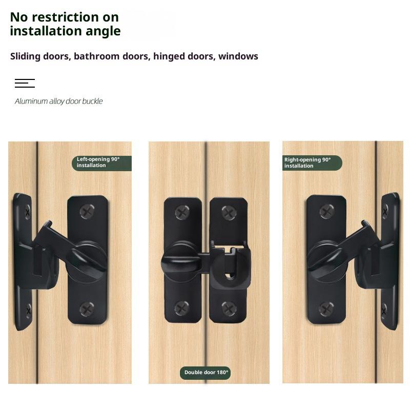 Punch-Free Hasp Latch Door Lock Black Cabinet Locks Kids Safety Lock Barn Door Sliding Door Anti-Pried Hook Lock Hardware