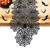 1ks Halloweenská dekorace Běhoun na stůl, Pavučina Černá krajka Běhoun na stůl pro kuchyňský jídelní stůl, Halloweenská dekorace Vnitřní