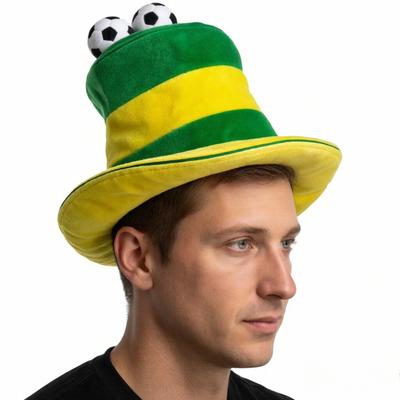 Energetic Carnival Cylindrical Green Soccer Hat Cool Fan Cheer Prop Party Dress Ball Club Celebration Accessory For Men Women