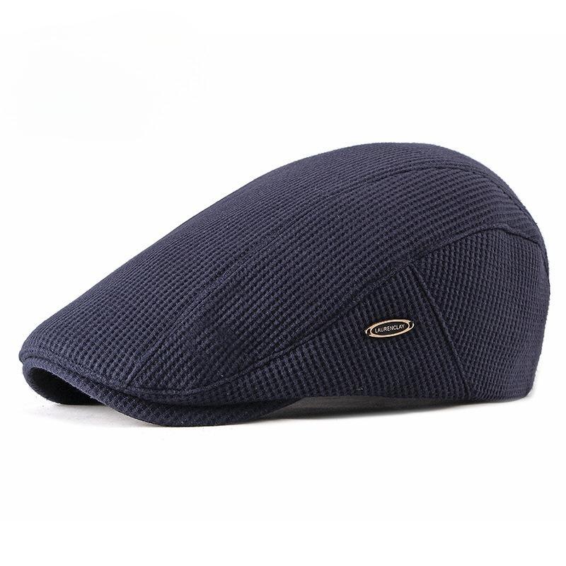 Autumn Winter Knitted Flat Cap for Men Women Retro British Style Solid Color Newsboy Hat Warm Wool Beret Casual Duckbill Cap
