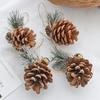 60mm Wood Pine Cone Christmas Tree Ornaments with Standing Base-Winter Holiday Home Decor