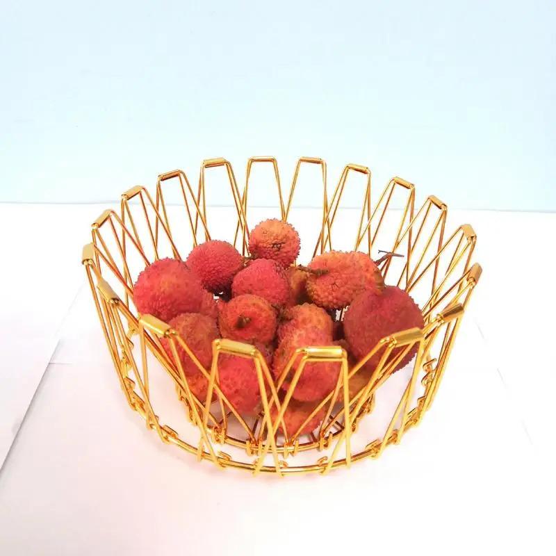Fruit Basket Transformable Foldable Metal Veggie Basket Multi-functional Large Capacity Creative Fruit Basket for Interior