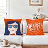 Italian Cocktail Print Flannel Cushion Cover, Soft Plush Square Throw Pillowcase for Sofa Living Room Home Decor, Hot Sale