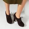 Women's high heels, single shoes, spring and autumn waterproof platform, thick heel, lace up, large size, all season shoes