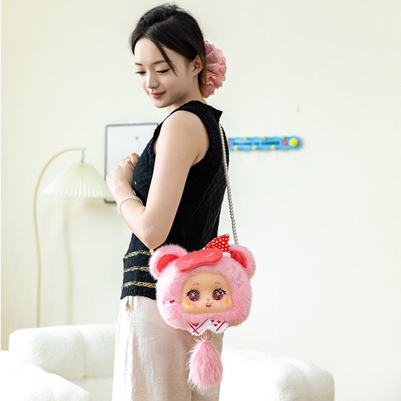 Cute Alice Theme Cat Rabbit Bear Plush Round Bag Kid Toy Decoration Pendant