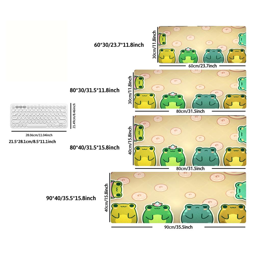 XXL Cute Cartoon Frog Mousepad Repeat Lotus Pattern Deskmat Non-Slip Rubber Gaming PC Keyboard Desk Mats Gamer Large Mouse Mats
