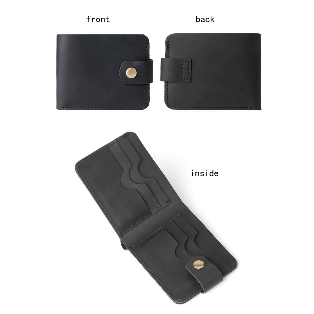 2025 Genuine Vegetable Tanned Leather Card Holder Minimalist Wallet Button Closure Large Capacity Coin Purse for Driver License