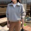 2024 Autumn Women's Korean Style Letter Print Lapel Pullover Hoodie - Loose Artistic Casual Jacket Top