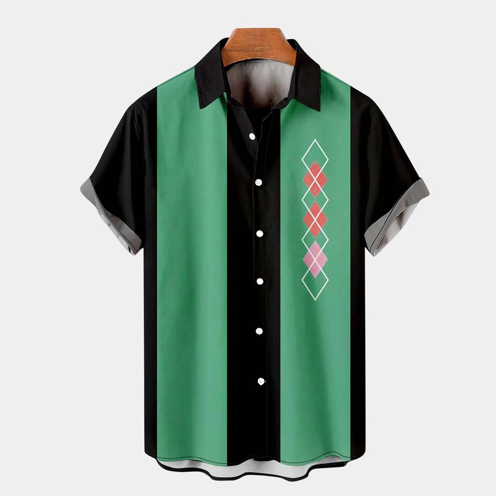 Summer Mens Cool Thin Breathable Lapel Collar Hanging Dyed Gradient Cotton Shirt