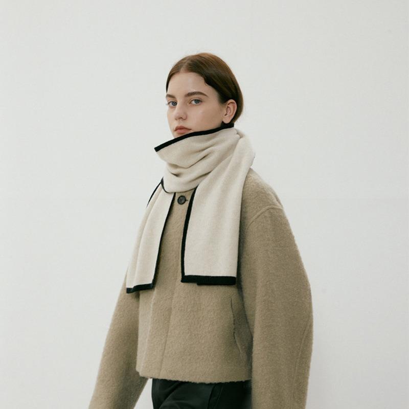 Designer Style High-end Color Matching Knitted Warm Scarf Women's Winter with Soft Small Scarf Temperament Style