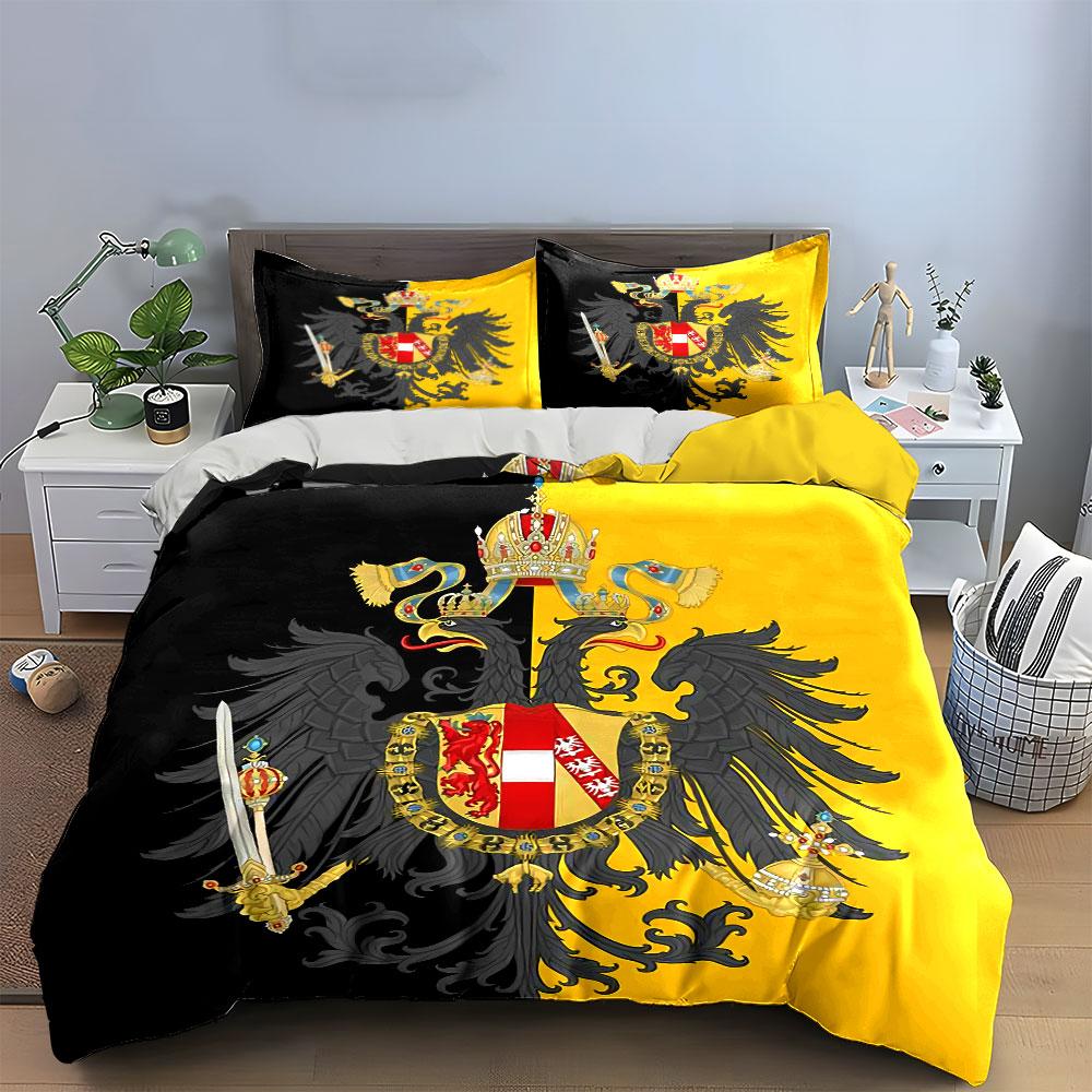 Imperial Eagle Yellow-Black Set Bedding Duvet Cover Set Duvet Cover Pillowcases (1 * Duvet Cover 2 * Pillowcases, without duvet insert)