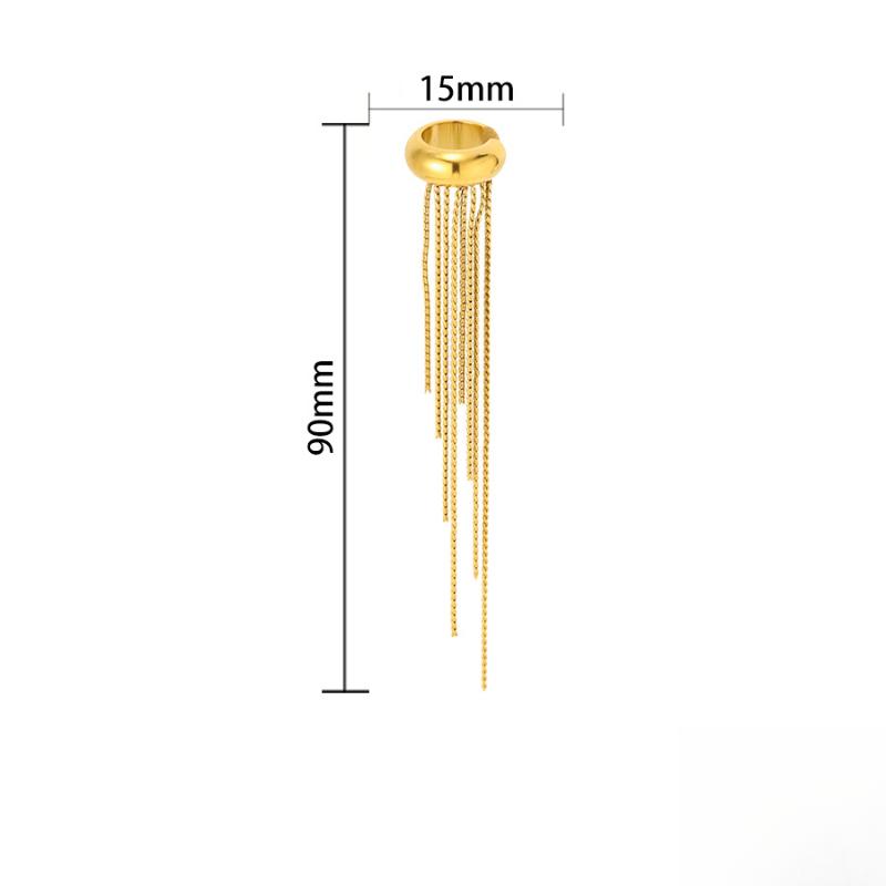 Women's Fringe Earrings No Piercing Required Long Chain Earrings for Women Stainless Steel Clip-On Earrings