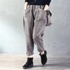 Pantalones informales de lana de cordero para mujer, pantalón de chándal grueso a rayas, holgado, cálido, coreano, elegante, novedad de invierno de 2024